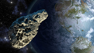 Рисунок астероида около планеты Земля. Архивное фото