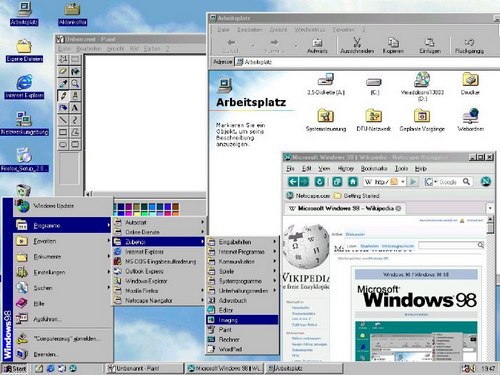 Bildschirmausdruck von Windows 98 SE