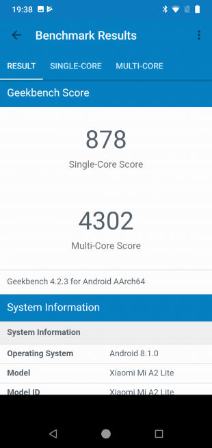 Xiaomi Mi A2 Lite: GeekBench
