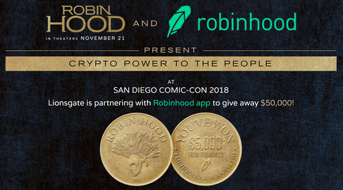 Robin Hood Movie and Robinhood App Hold $50k Crypto Scavenger Hunt at Comic-Con