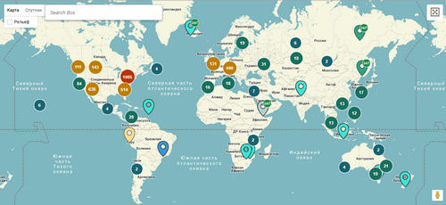 Карта мира по установкам биткоин-банкоматов